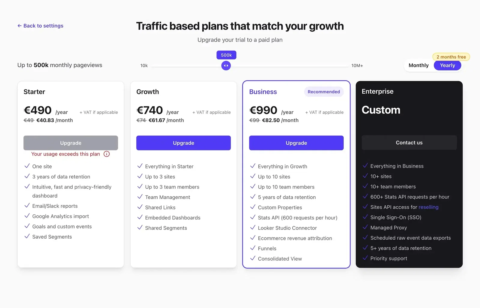Choose your subscription tier